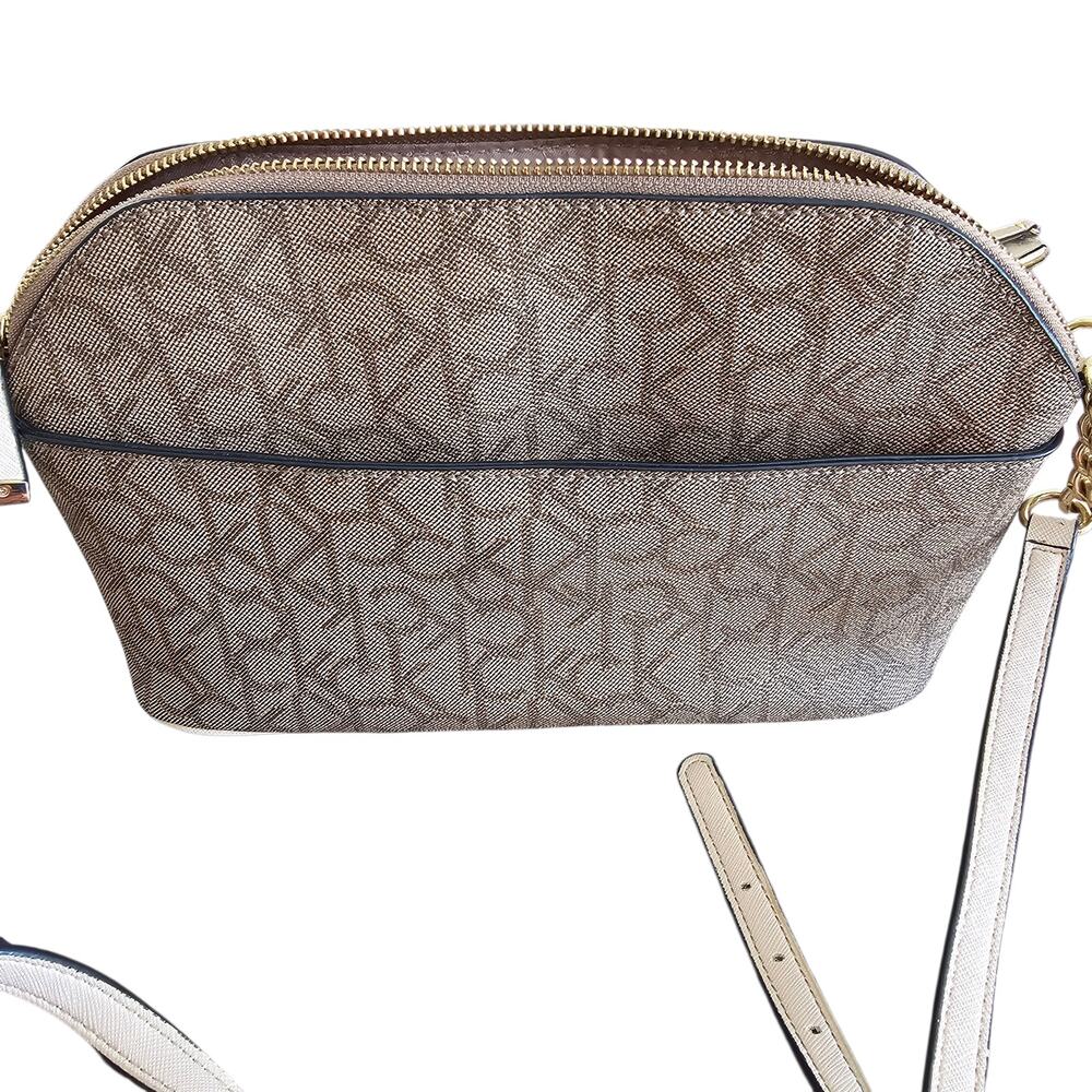 Calvin Klein Women’s Brown Monogram Logo Crossbody Bag with Adjustable Strap